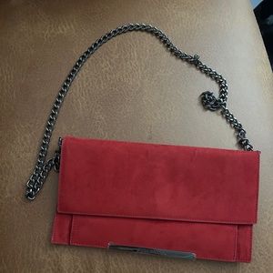Red suede clutch/shoulder bag